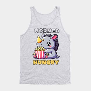 Horned hungry popcorn rhino for movie lovers Tank Top